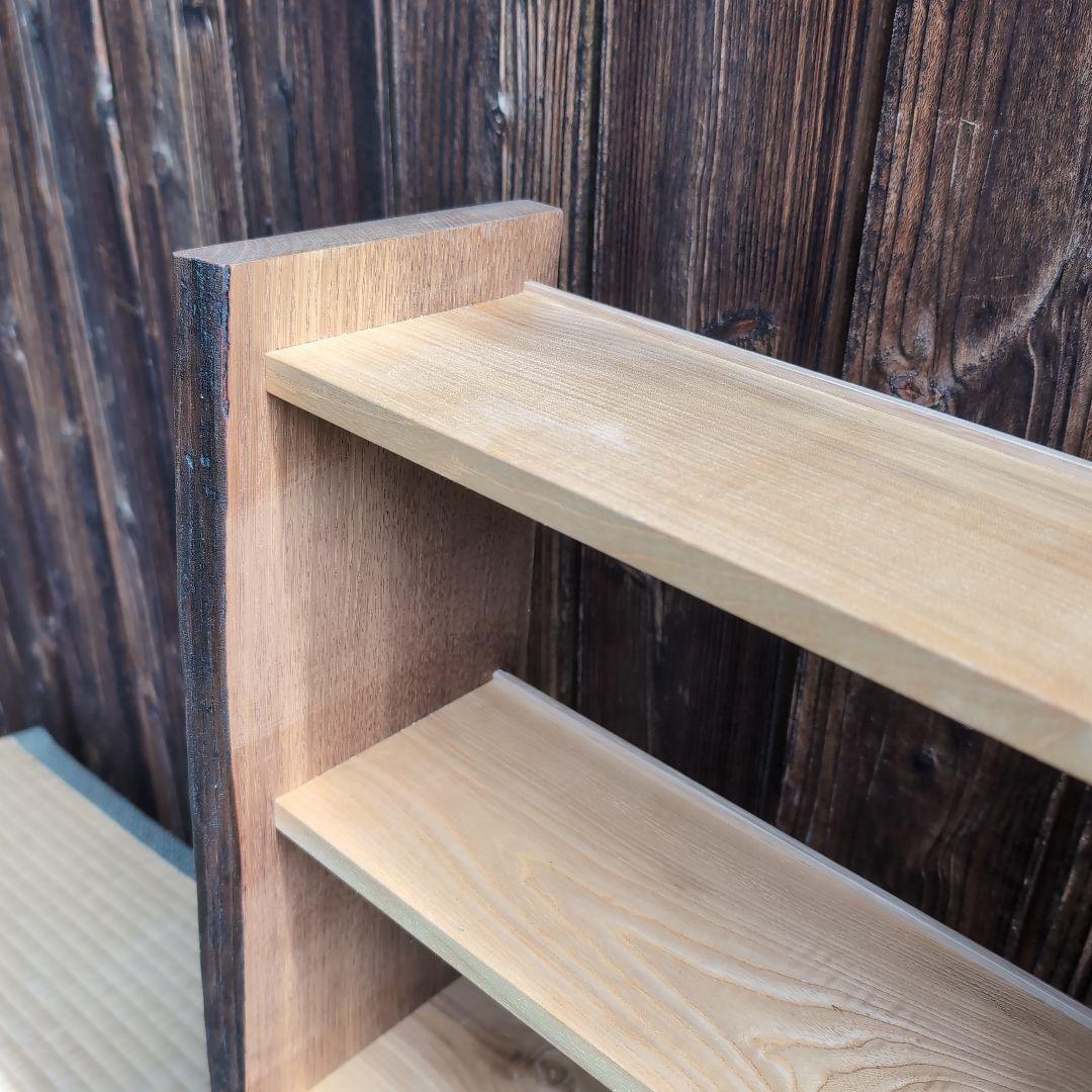 古材リメイク　栗の文庫本ラック３段　オープンシェルフ　無垢の家具