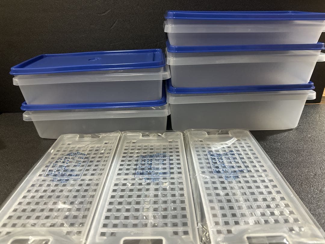 希少 新品 国産タッパーウェア SSケース5個+すのこ3枚