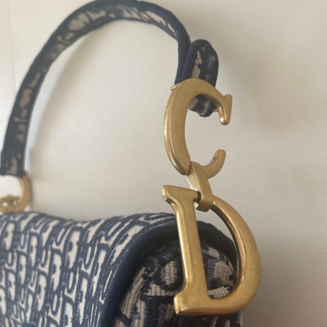 【値下げ】Christian Dior サドルバッグ ネイビー/ベージュ