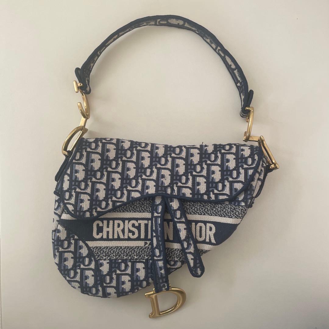 【値下げ】Christian Dior サドルバッグ ネイビー/ベージュ