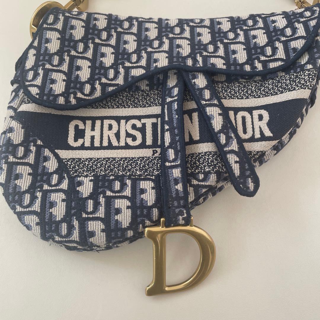 【値下げ】Christian Dior サドルバッグ ネイビー/ベージュ