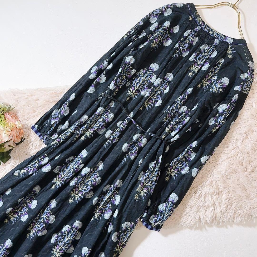 極美品ꕥヌキテパ 2024 完売 コットンジャガードマリーゴールドプリントドレス