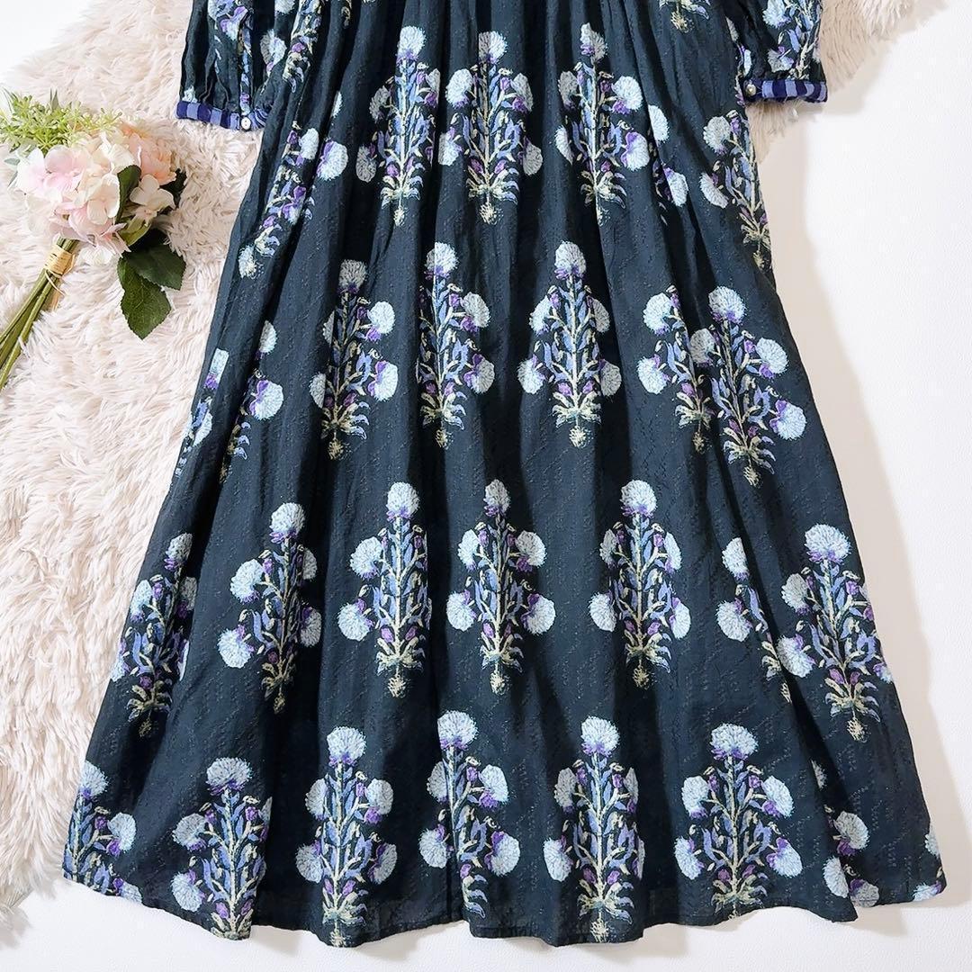 極美品ꕥヌキテパ 2024 完売 コットンジャガードマリーゴールドプリントドレス