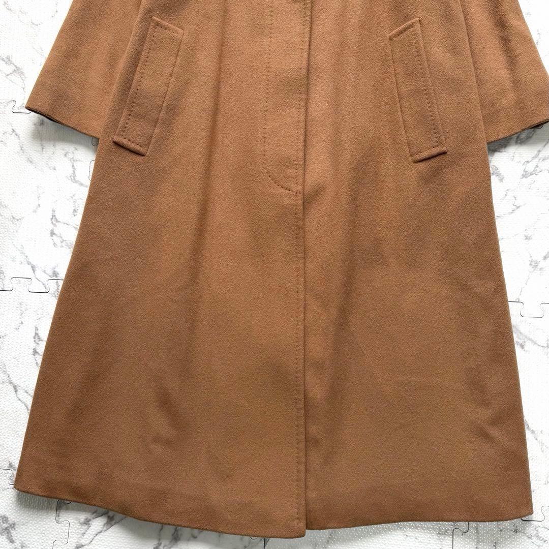 極美品✨バーバリー カシミヤ100% ステンカラーコート 裏地ロゴ総柄 キャメル