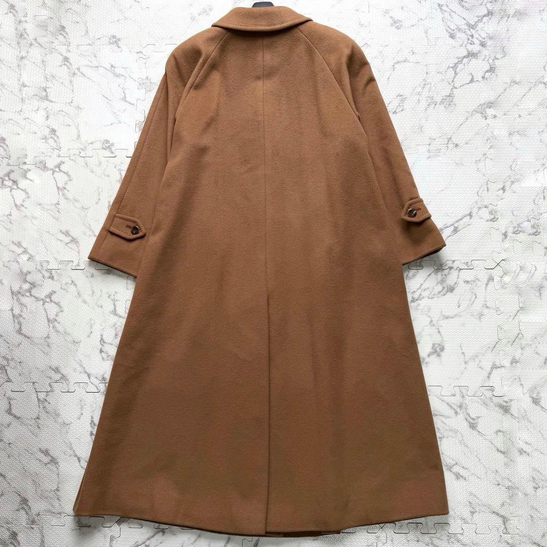 極美品✨バーバリー カシミヤ100% ステンカラーコート 裏地ロゴ総柄 キャメル