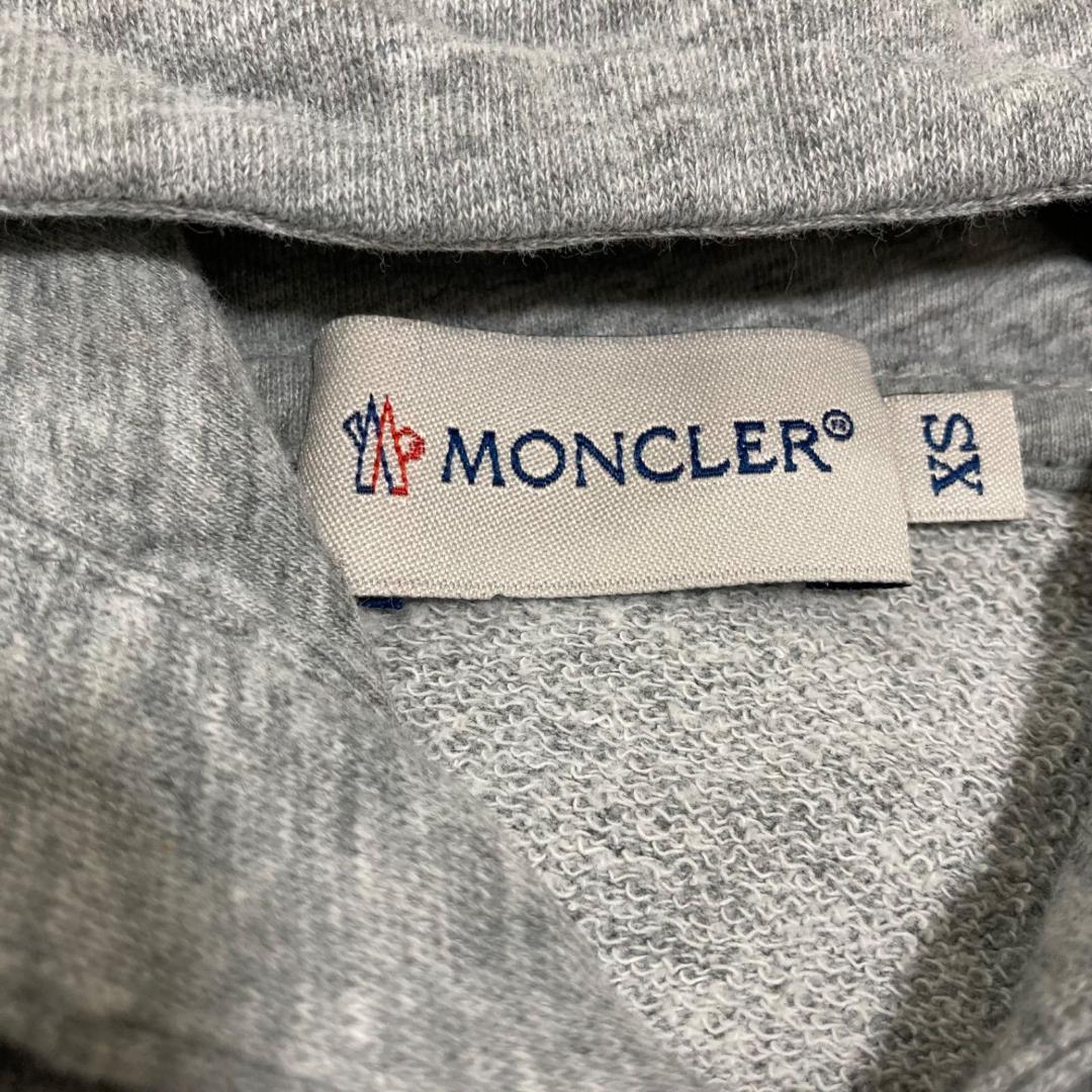 14718✨モンクレール ロゴワッペン フード付きジップパーカー グレー XS