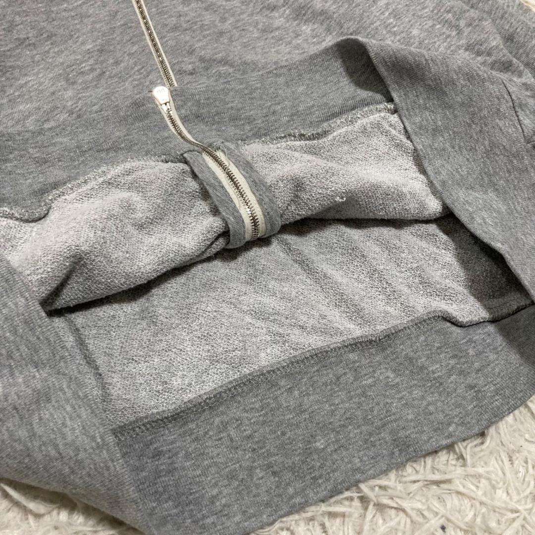 14718✨モンクレール ロゴワッペン フード付きジップパーカー グレー XS