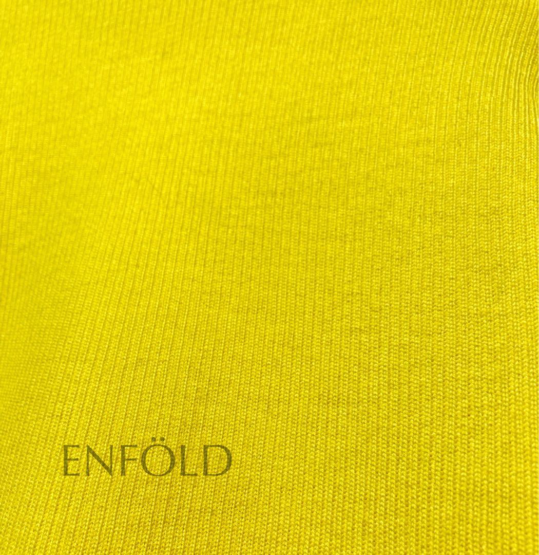 美品 エンフォルド ENFÖLD ハイネック プルオーバー リブニット イエロー