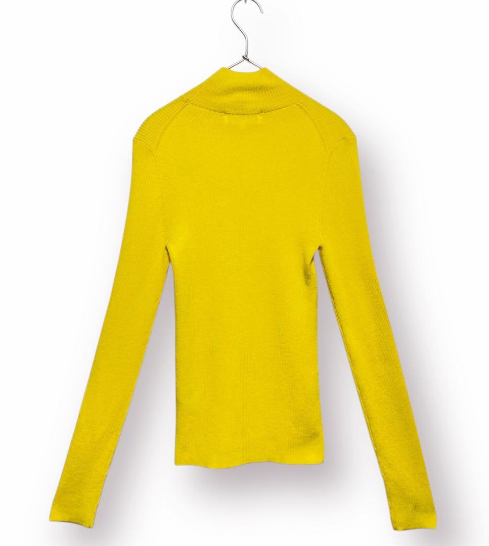 美品 エンフォルド ENFÖLD ハイネック プルオーバー リブニット イエロー