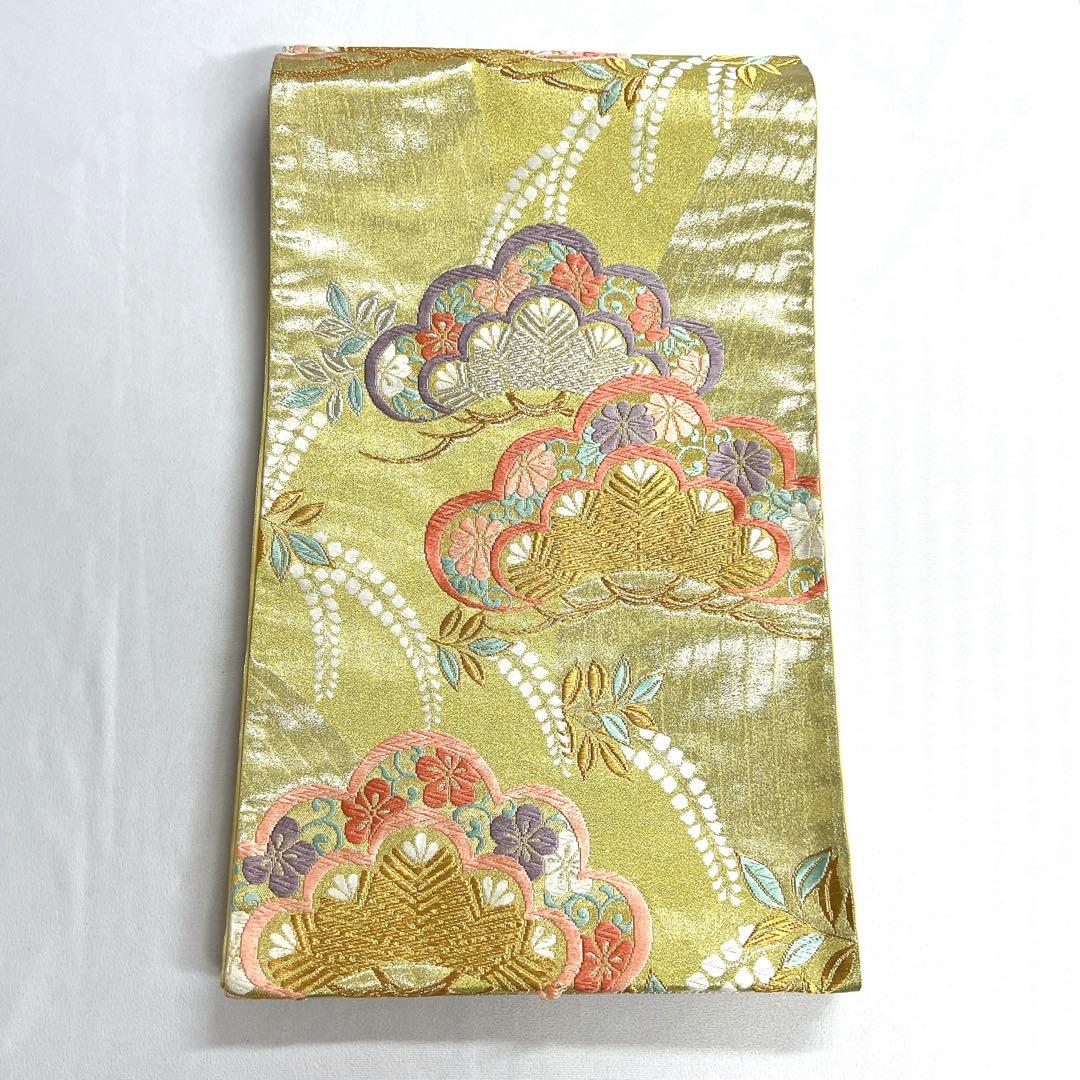 振袖帯　袋帯　松　梅　藤　金糸　銀糸　華やか　着物　帯　036k