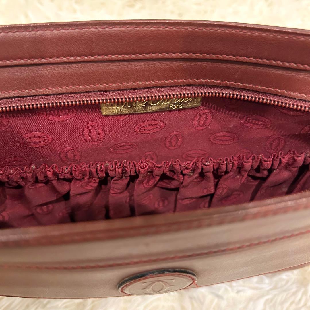 カルティエ Cartier マストライン レザー クラッチバッグ ボルドー
