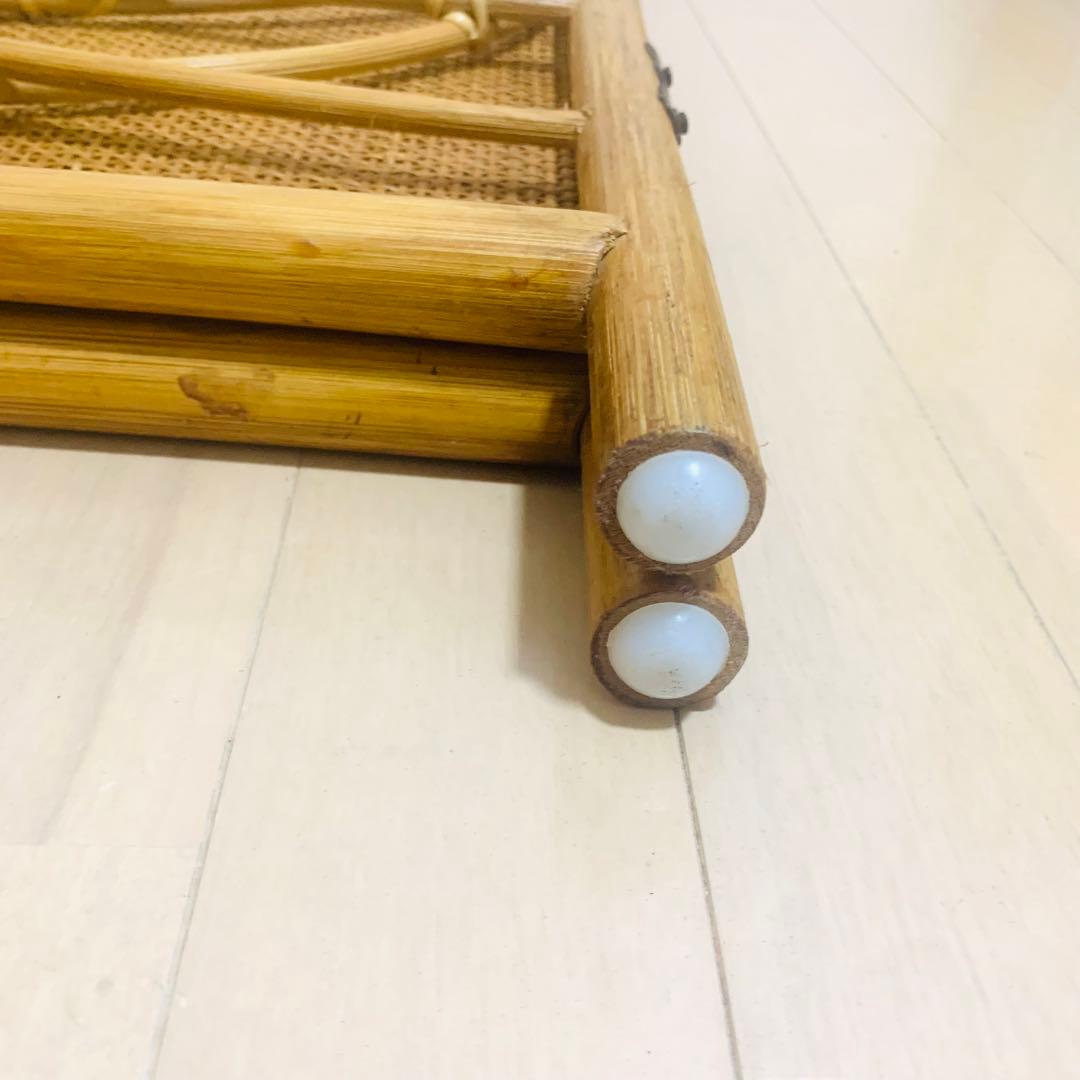 【希少】 籐 ラタン ロータイプ パーテーション 2連 折りたたみ 衝立 アーチ