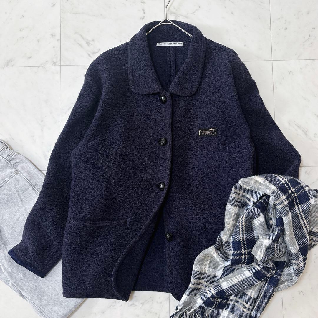 美品 マドモアゼルノンノン ゆったり 圧縮ウール コート ジャケット ロゴ刺繍