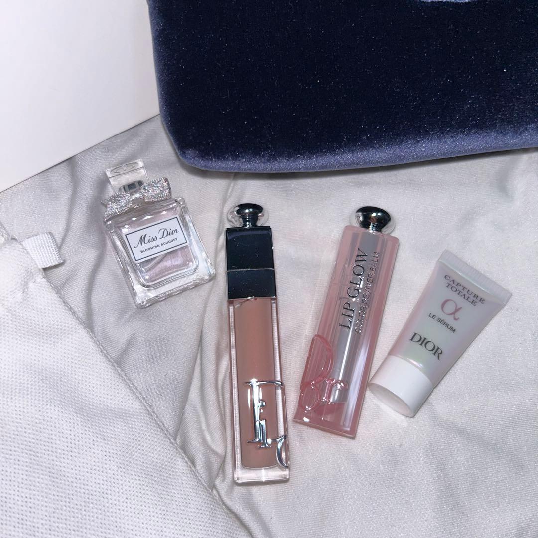 Dior ノベルティ ネイビー ベロア ポーチ 2023 クリスマスコフレ