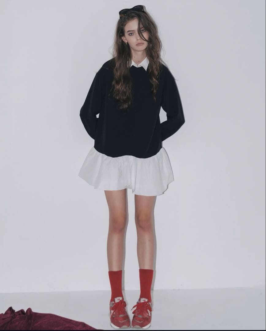 ネイビー/ホワイト シャツドレス THETOE