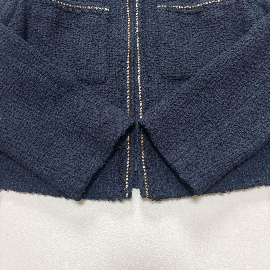 Ballsey ボールジィ ツイストループツイード ノーカラージャケット 黒