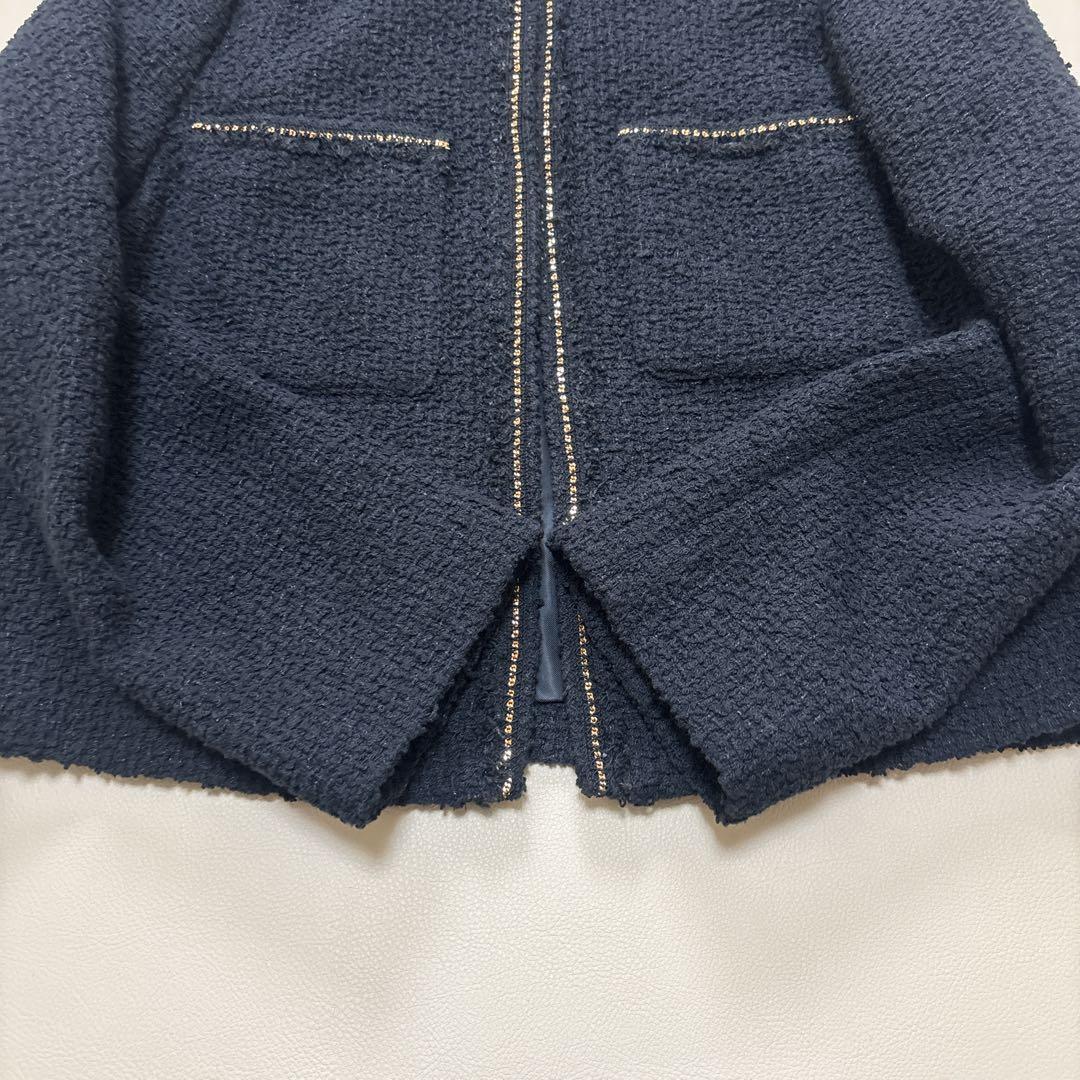 Ballsey ボールジィ ツイストループツイード ノーカラージャケット 黒