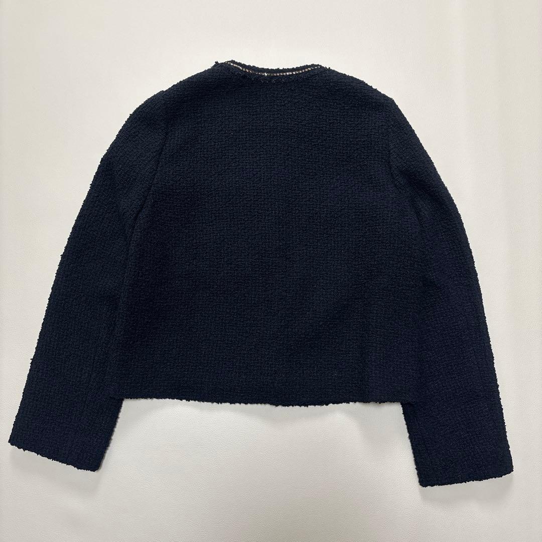 Ballsey ボールジィ ツイストループツイード ノーカラージャケット 黒