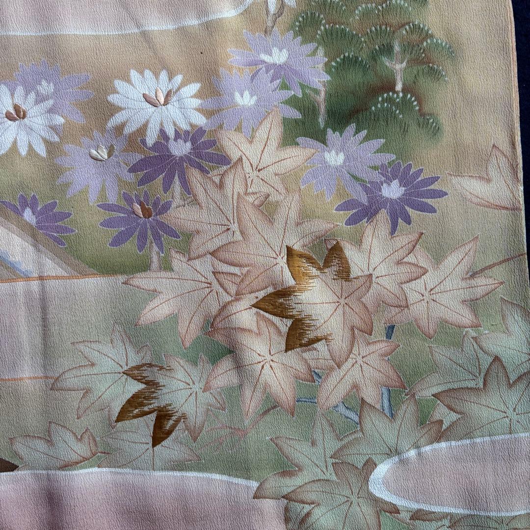 アンティーク振袖 薄紫　おしどり御所車文様ヴィンテージ正絹淡色はんなり