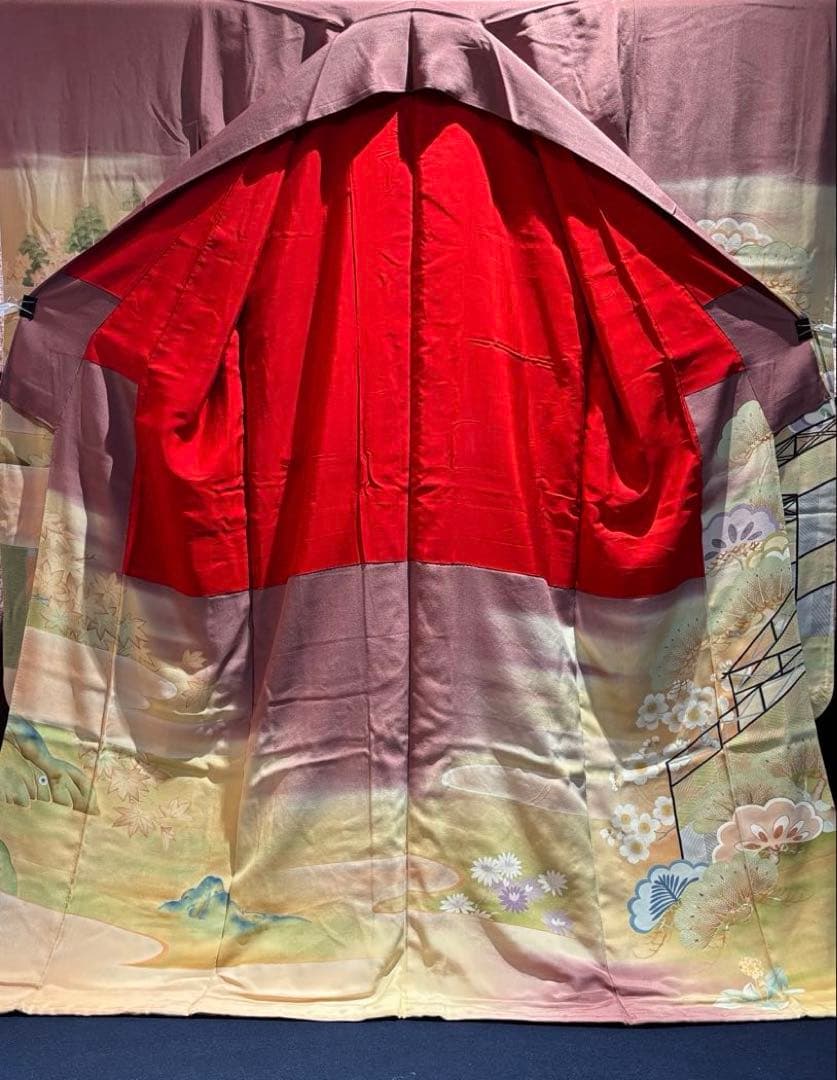 アンティーク振袖 薄紫　おしどり御所車文様ヴィンテージ正絹淡色はんなり