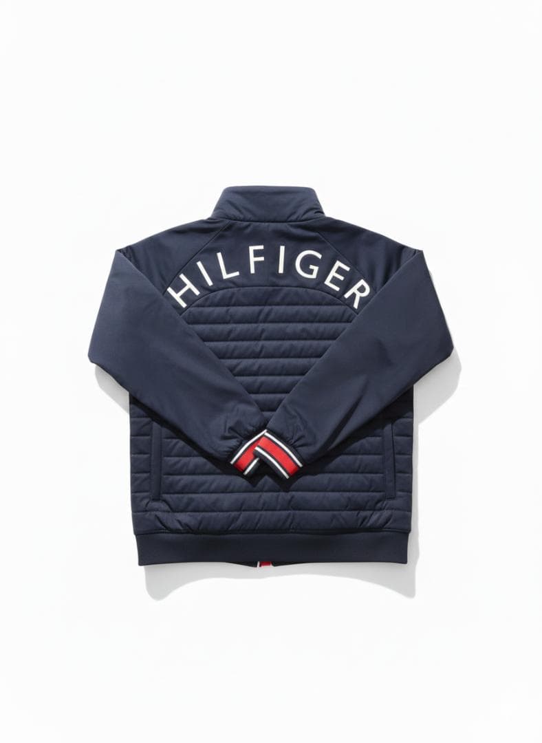 トミーヒルフィガーゴルフ ネイビー キルティングジャケット LL