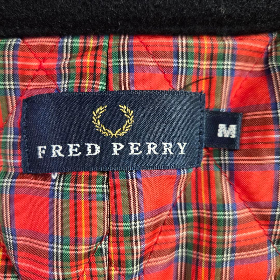 美品 フレッドペリー Pコート 裏地 総柄 チェック サイズM ダークネイビー