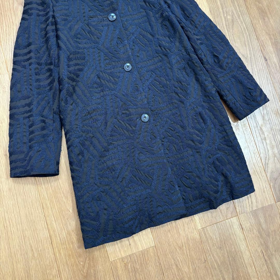美品 ミナペルホネン コート ネイビー 黒 log 36 mina 刺繍
