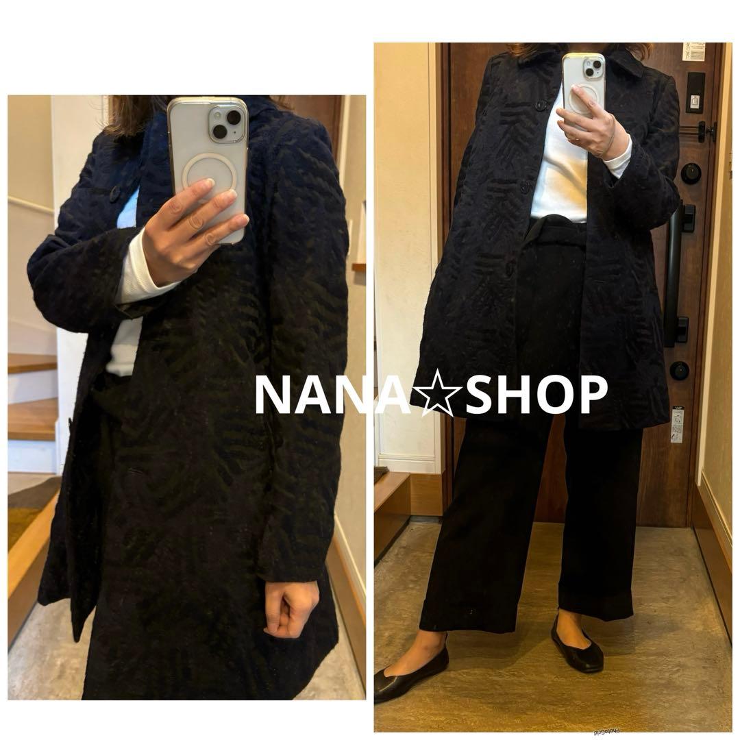 美品 ミナペルホネン コート ネイビー 黒 log 36 mina 刺繍