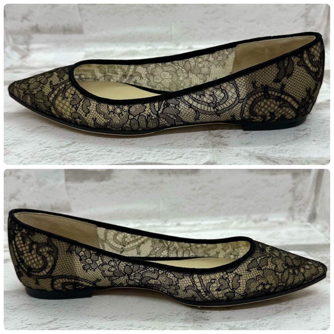 【美品】ジミーチュウ ROMY フラットシューズ 34.5 箱付 定価10万円