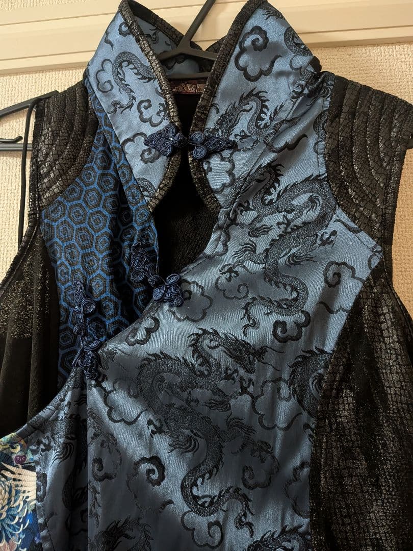 ウ*ネ様 キューティーフラッシュ チャイナチュニック 鶴と鯉 ネイビー