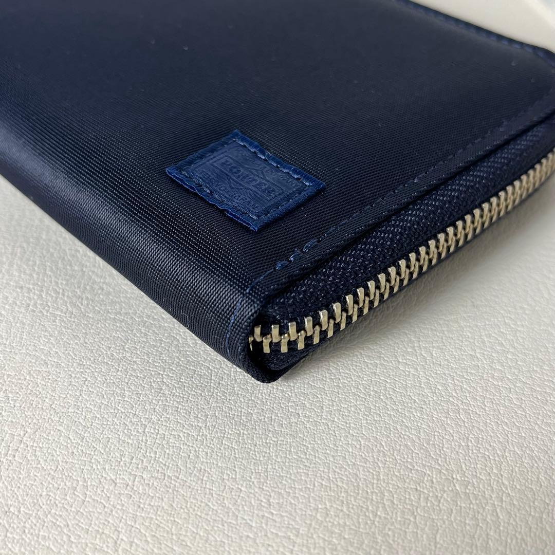 未使用級　PORTER 二つ折り財布　ラウンドファスナー　リフト　ネイビー