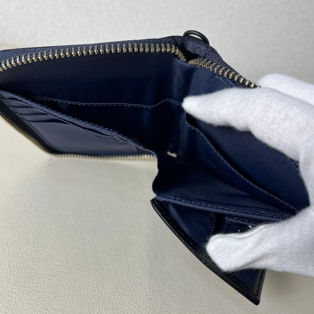 未使用級　PORTER 二つ折り財布　ラウンドファスナー　リフト　ネイビー