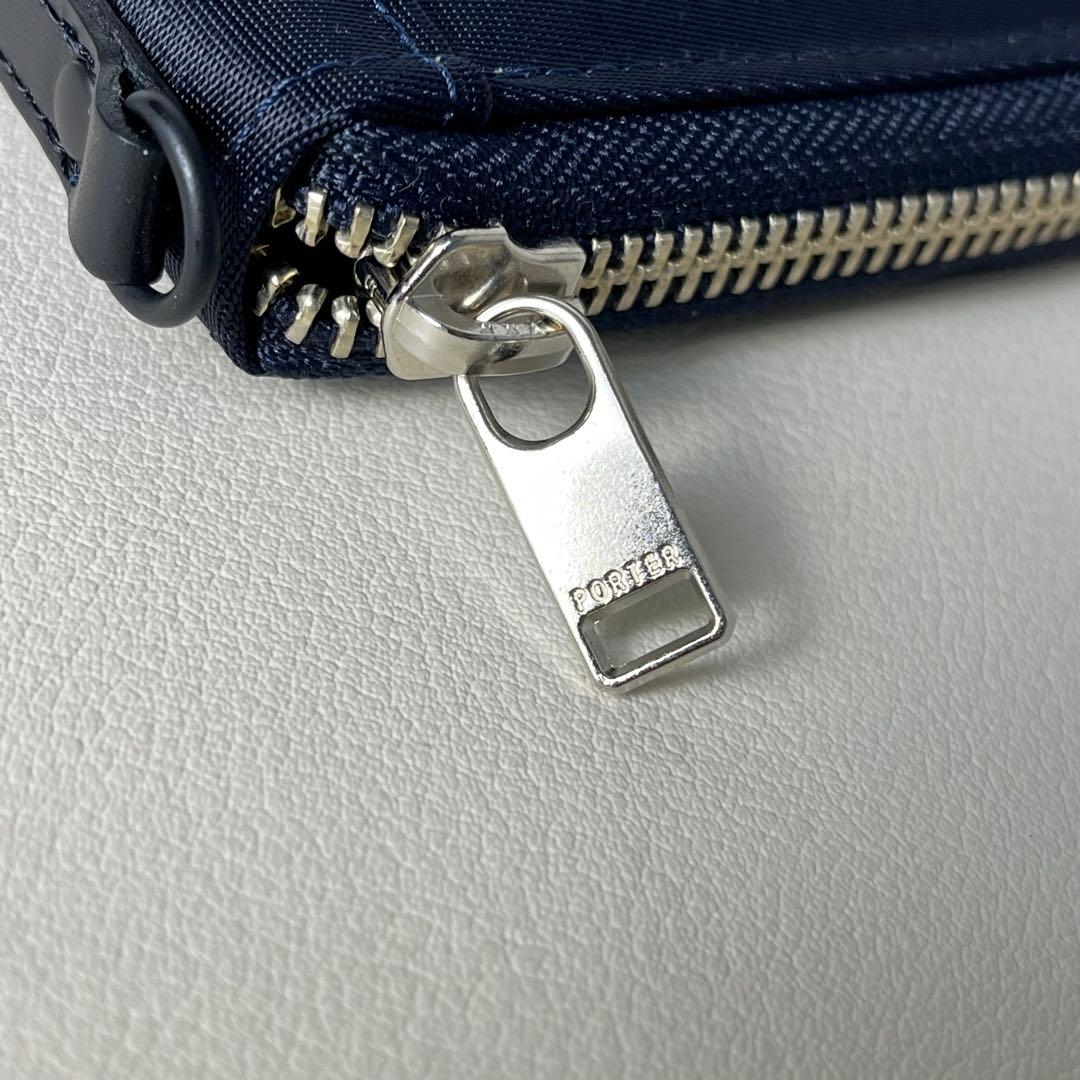 未使用級　PORTER 二つ折り財布　ラウンドファスナー　リフト　ネイビー