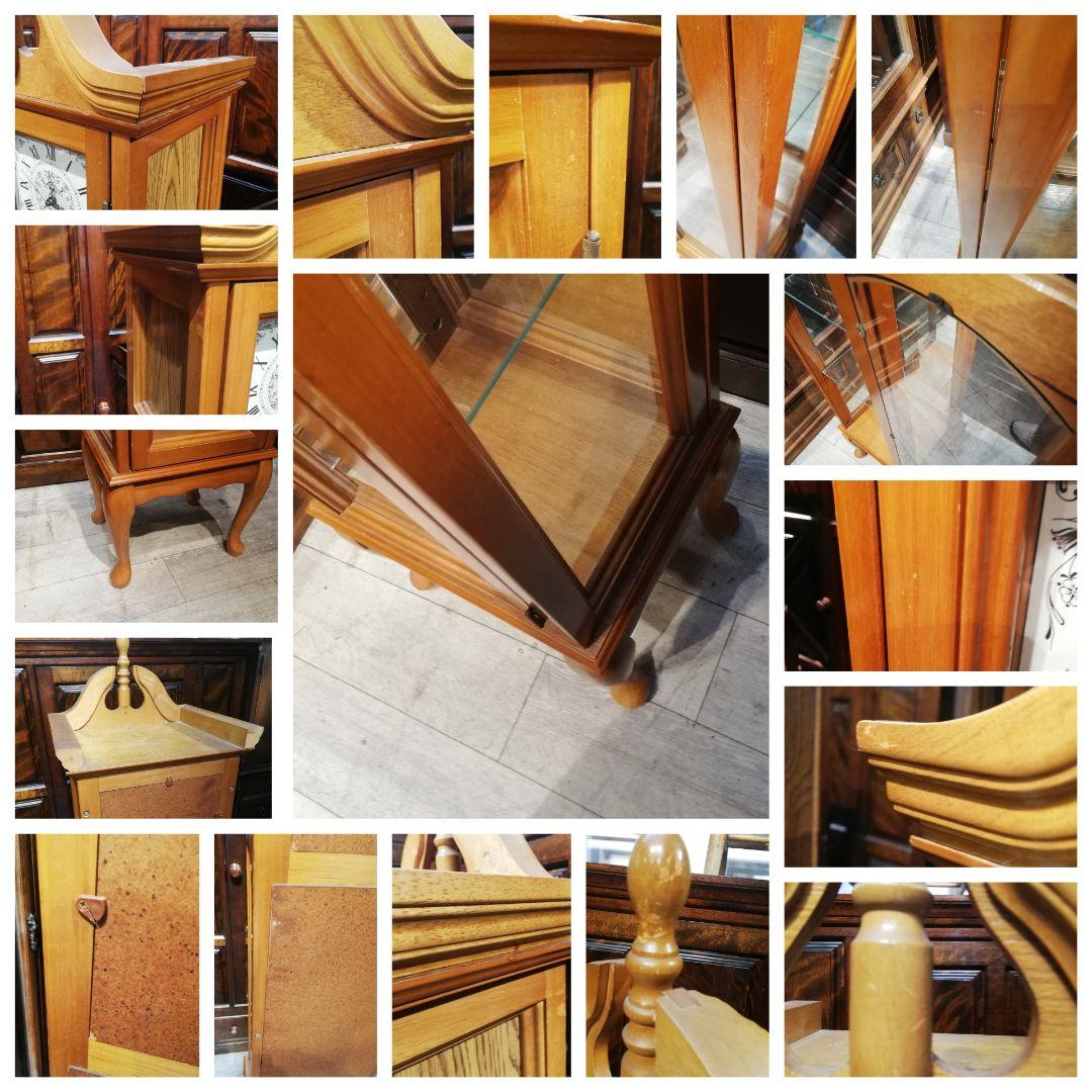 M●225送料込☞ヴィンテージ☜キュリオケース　時計付き飾り棚