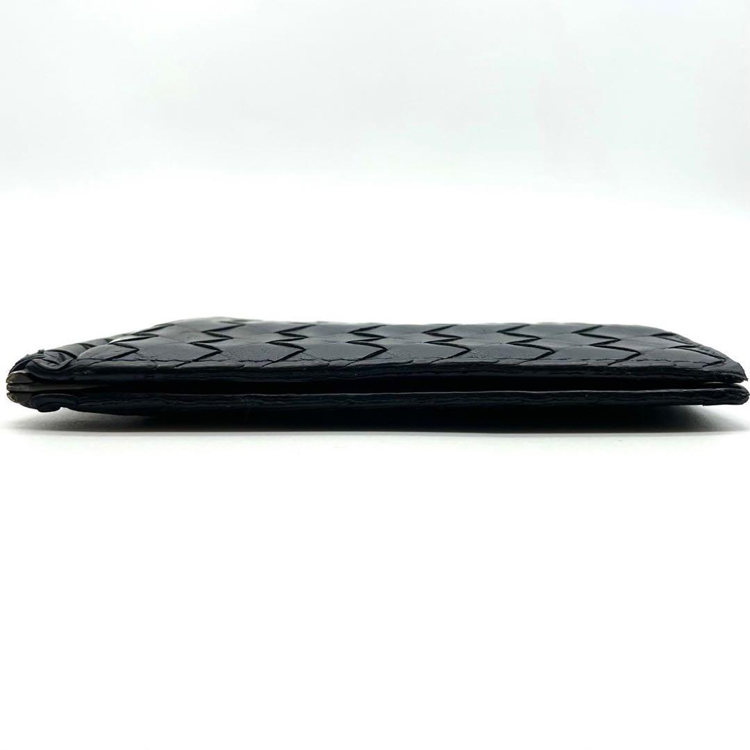 極上⚫︎ボッテガヴェネタ マネークリップ イントレチャート レザー ネイビー 濃紺