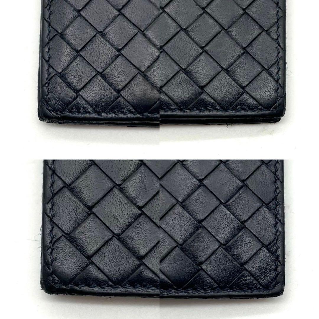 極上⚫︎ボッテガヴェネタ マネークリップ イントレチャート レザー ネイビー 濃紺