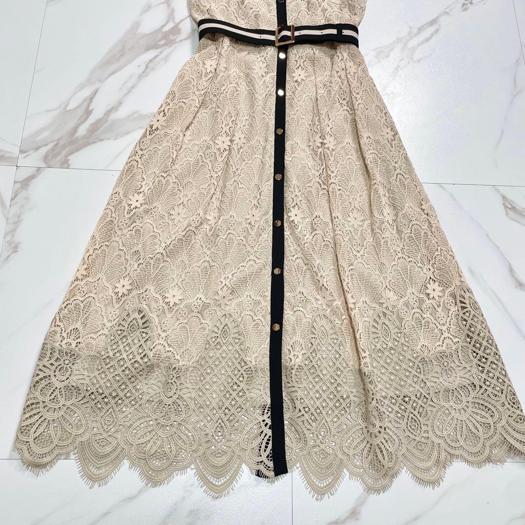 近年✨ダイアグラム レース 刺繍 ワンピース ドレス ベルト Aライン 36