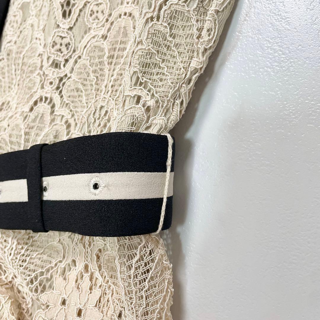 近年✨ダイアグラム レース 刺繍 ワンピース ドレス ベルト Aライン 36