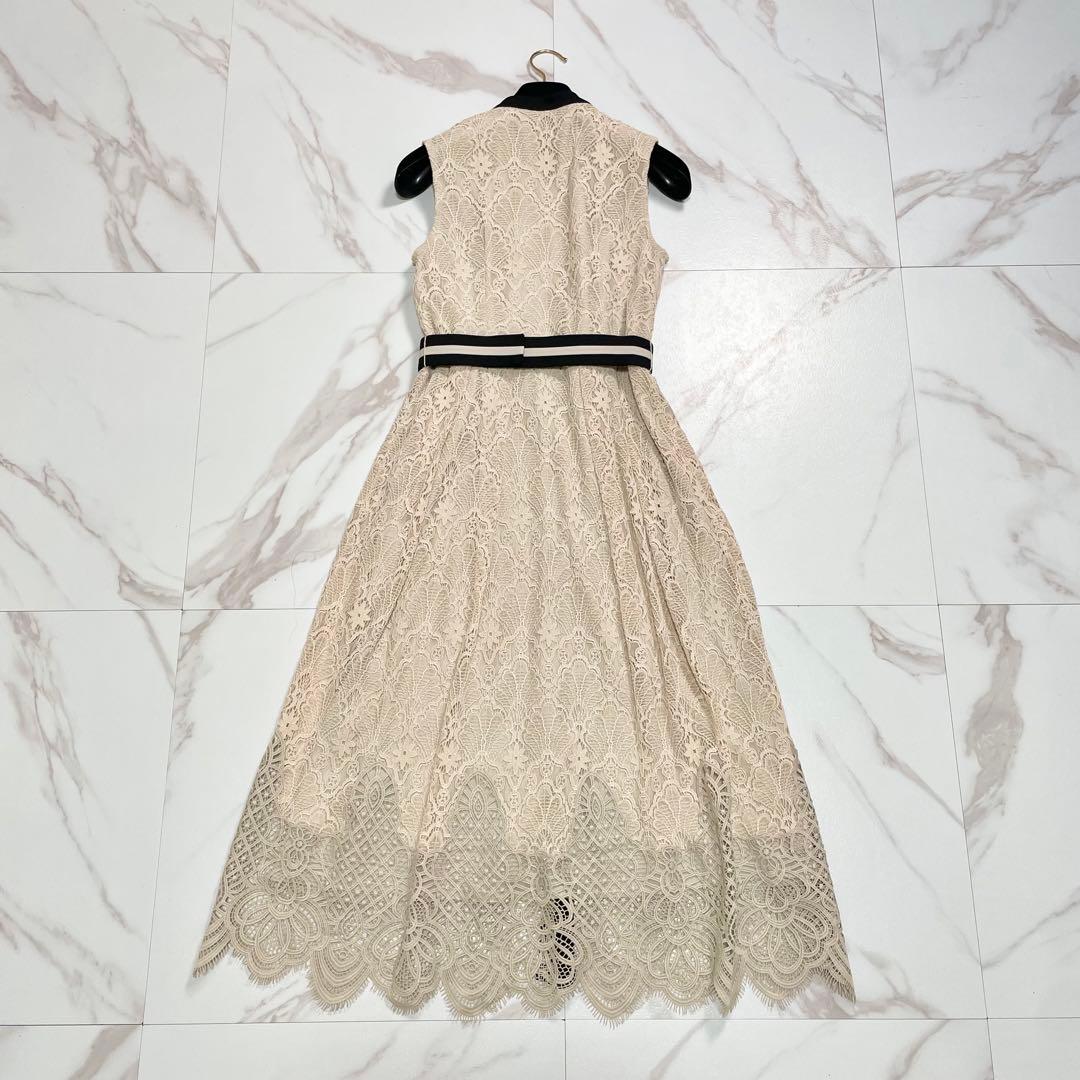 近年✨ダイアグラム レース 刺繍 ワンピース ドレス ベルト Aライン 36
