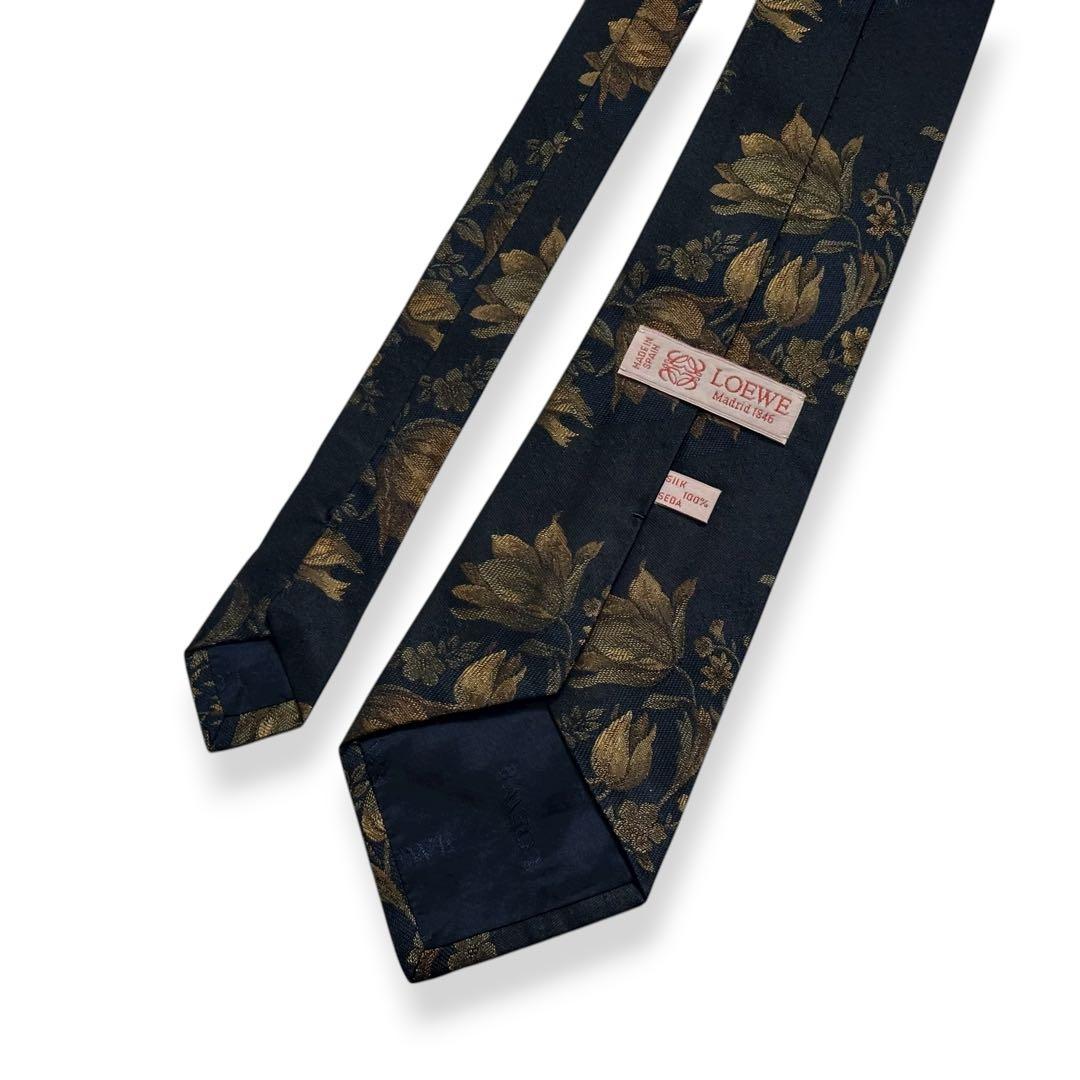 良品✨LOEWE ネクタイ　ロエベ ジャガード　ブラック　古着　おしゃれ