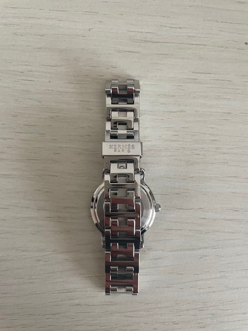 HERMES クリッパーシルバーホワイト　レディース腕時計