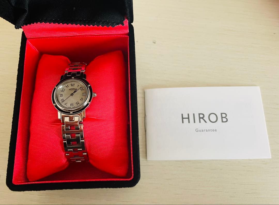 HERMES クリッパーシルバーホワイト　レディース腕時計
