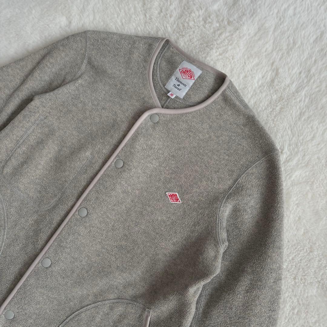 【美品】DANTONダントン フリース ノーカラーカーディガン 36