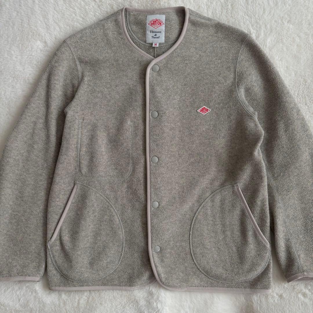 【美品】DANTONダントン フリース ノーカラーカーディガン 36