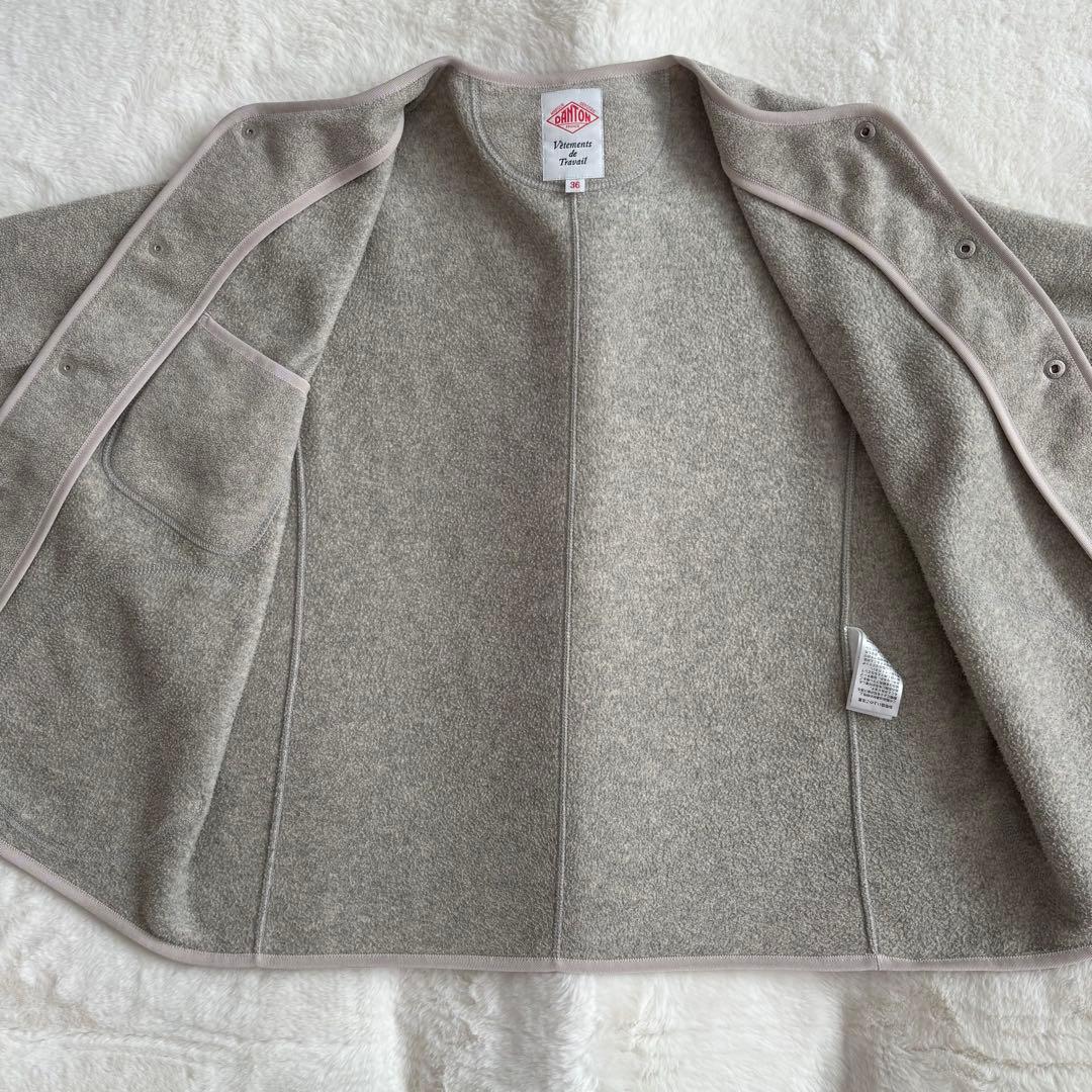 【美品】DANTONダントン フリース ノーカラーカーディガン 36
