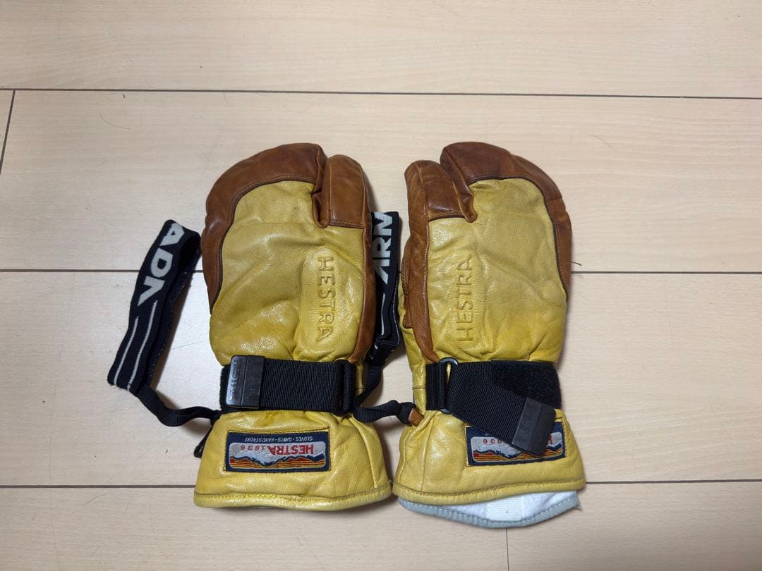 Hestra ミトングローブ イエロー/ブラウン