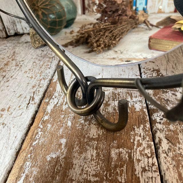 ちま*アイアン フレーム ウォールミラー*フラワー 葉 鉄細工 壁掛け鏡