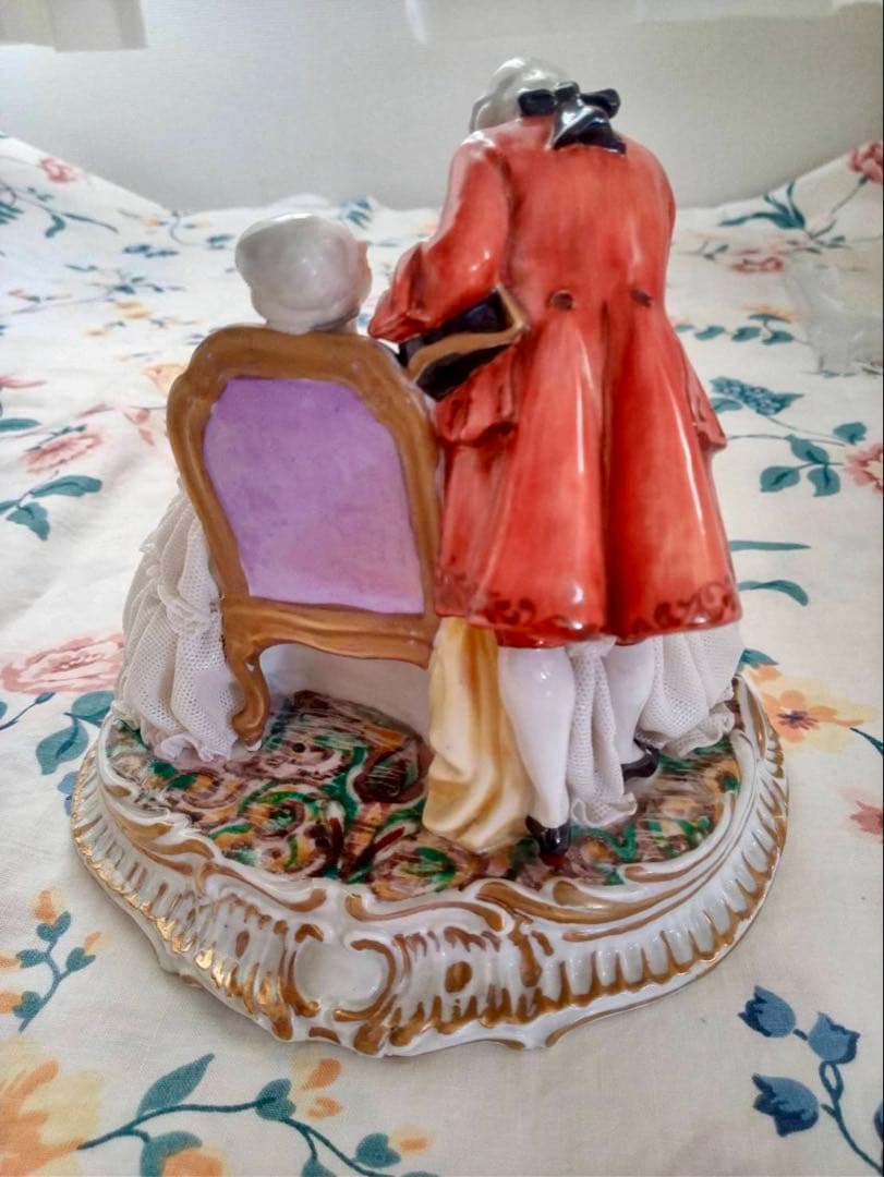 イタリア　フィギュリン　レース人形　ルイージファブリス　陶器　人形　男女