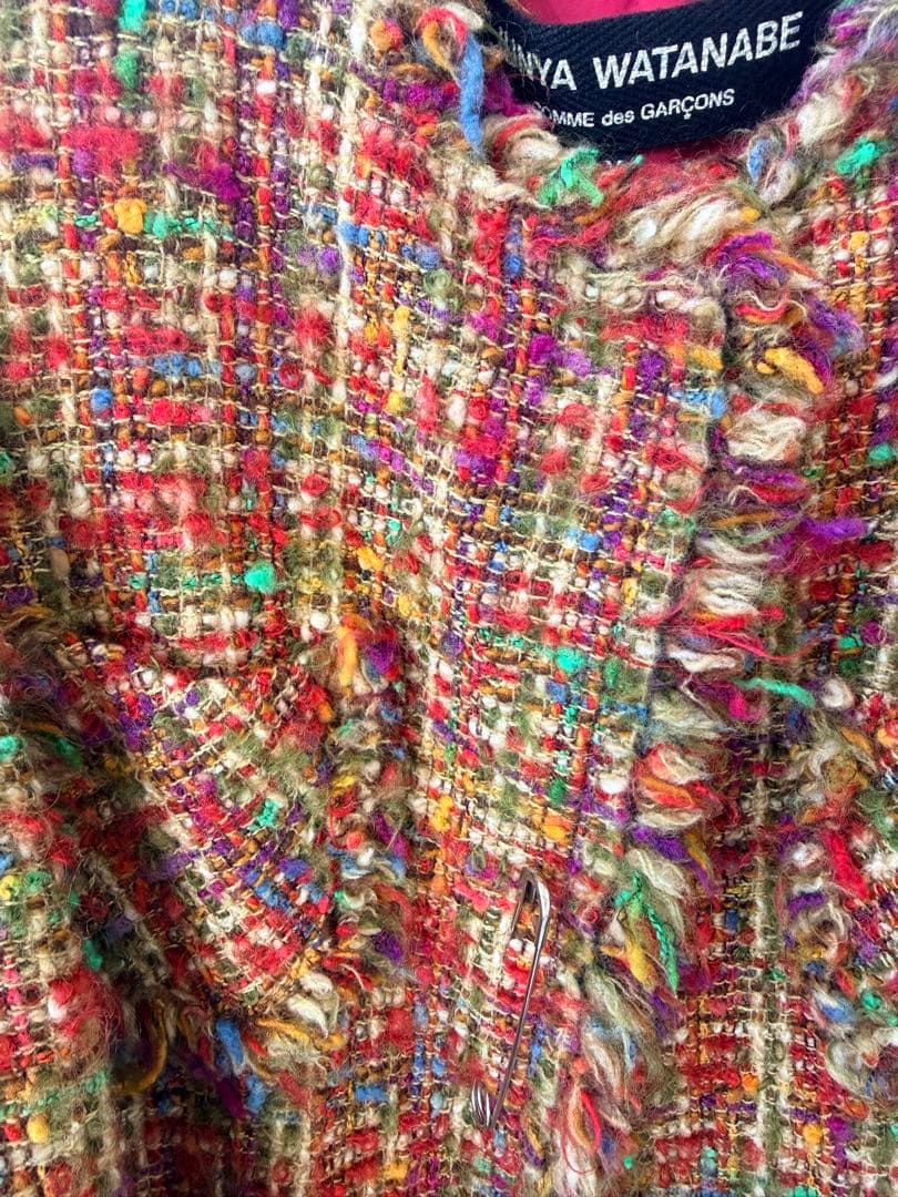 ◆初期ツィード極美品◆ジュンヤワタナベ コムデギャルソン/ノーカラージャケット◆