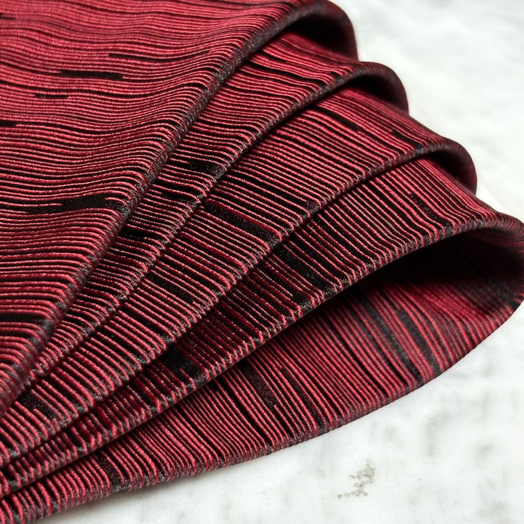 Dominique France ネクタイ レッド ブラック ストライプ系